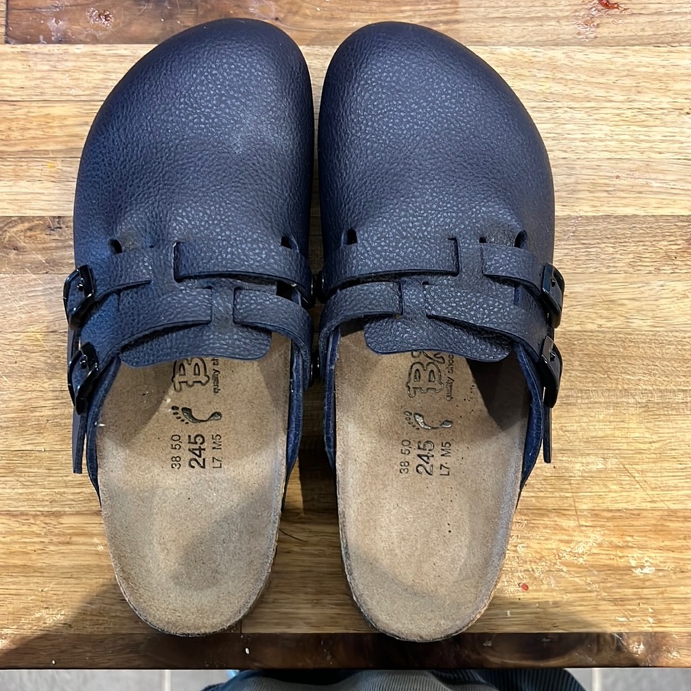 Navy leather Birki’s